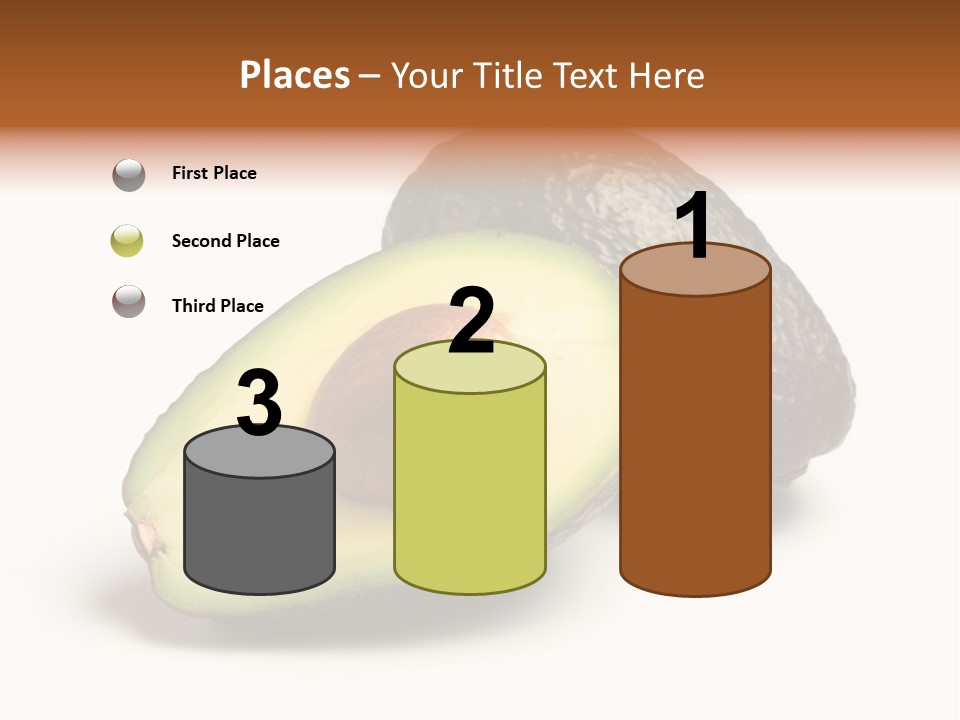 Whole And Half Avocados Isolated On White Background PowerPoint Template