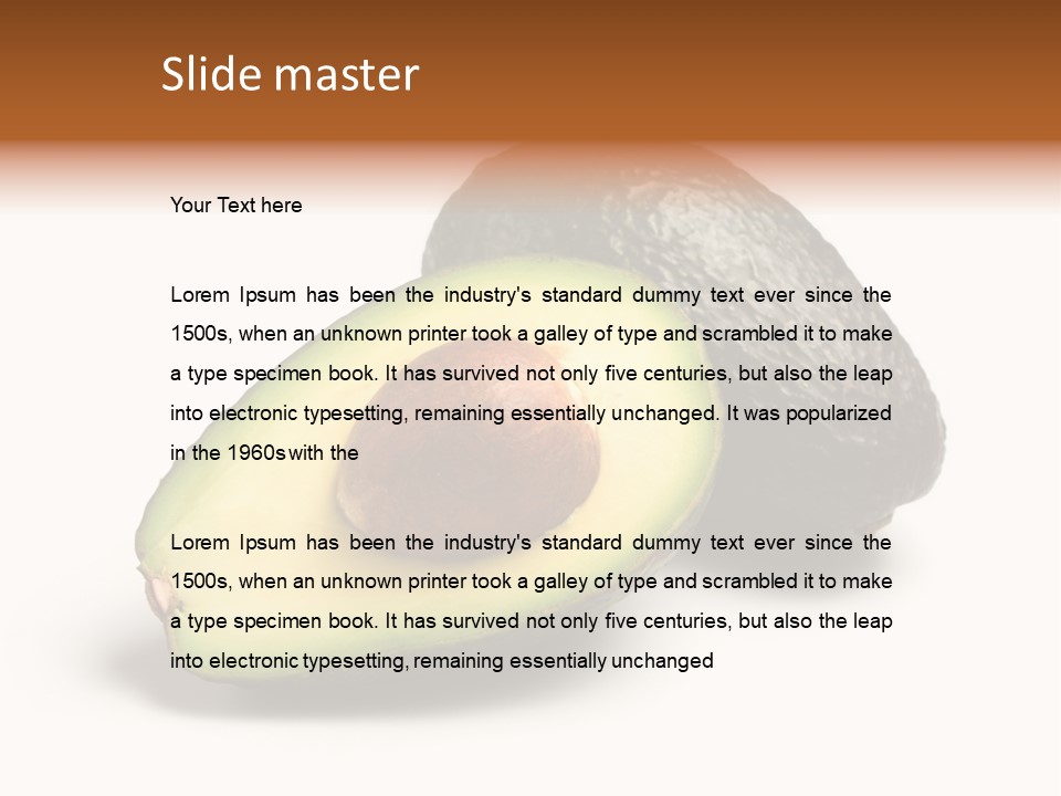 Whole And Half Avocados Isolated On White Background PowerPoint Template