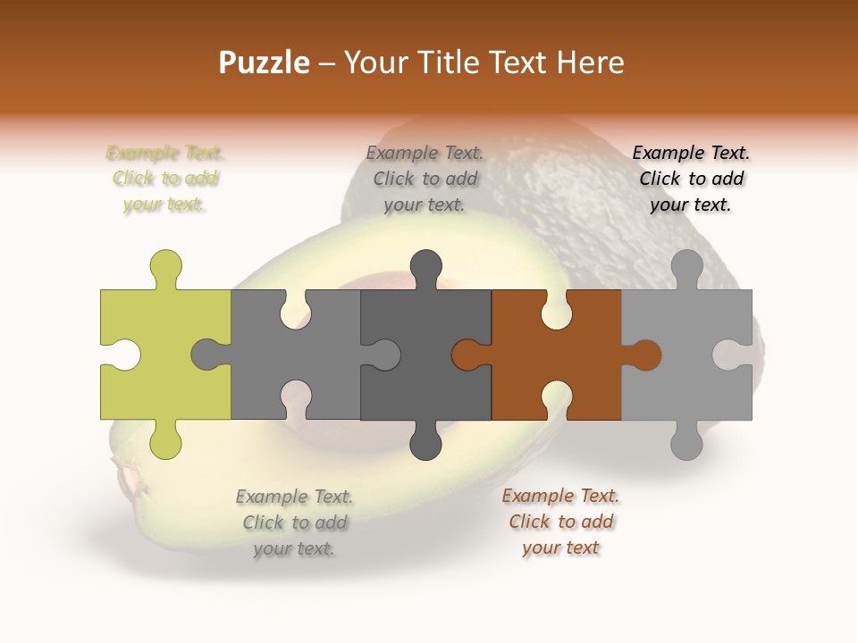 Whole And Half Avocados Isolated On White Background PowerPoint Template