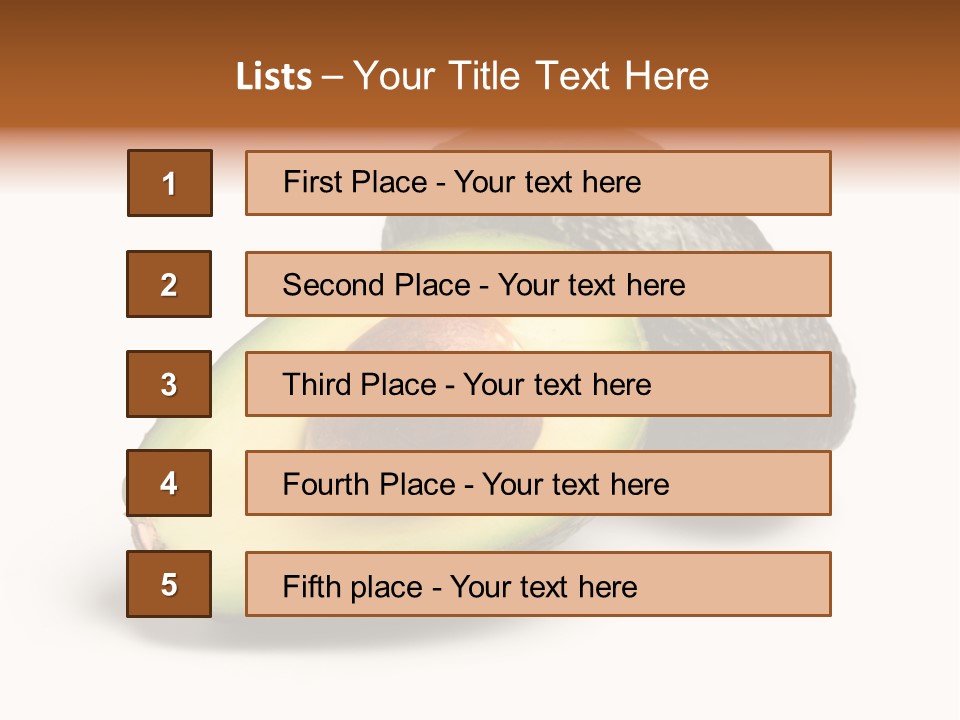 Whole And Half Avocados Isolated On White Background PowerPoint Template