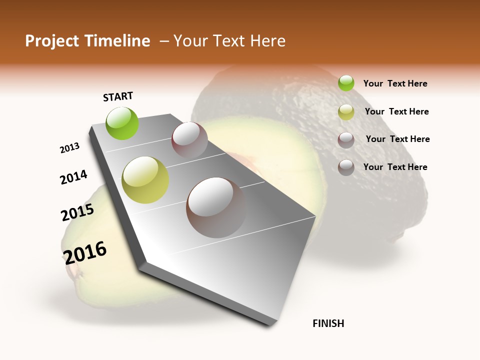 Whole And Half Avocados Isolated On White Background PowerPoint Template