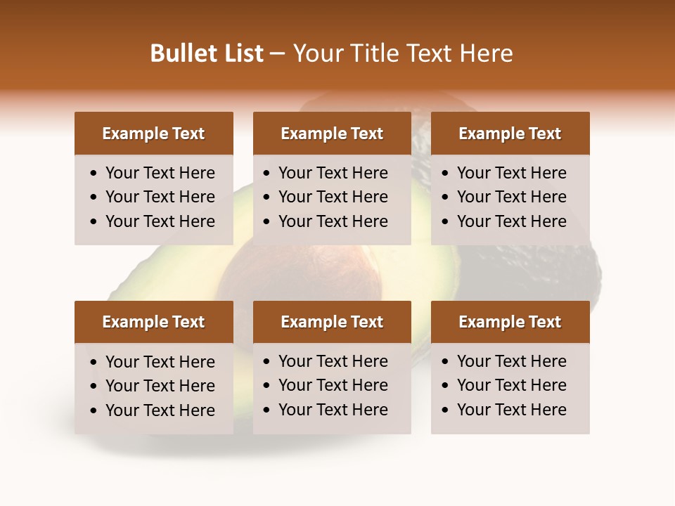 Whole And Half Avocados Isolated On White Background PowerPoint Template