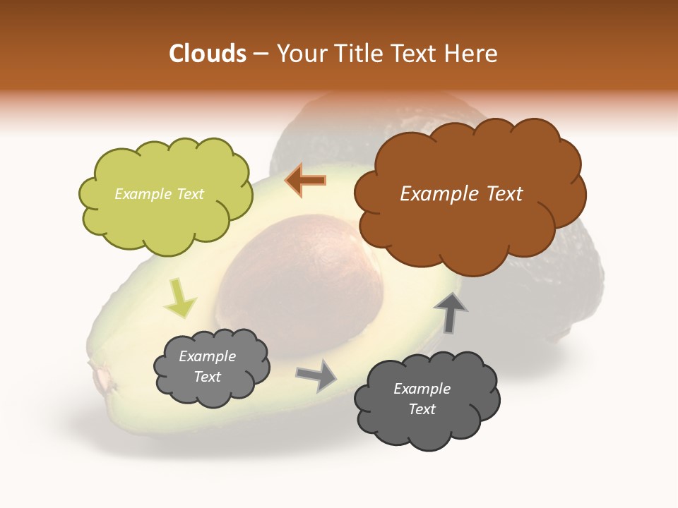 Whole And Half Avocados Isolated On White Background PowerPoint Template