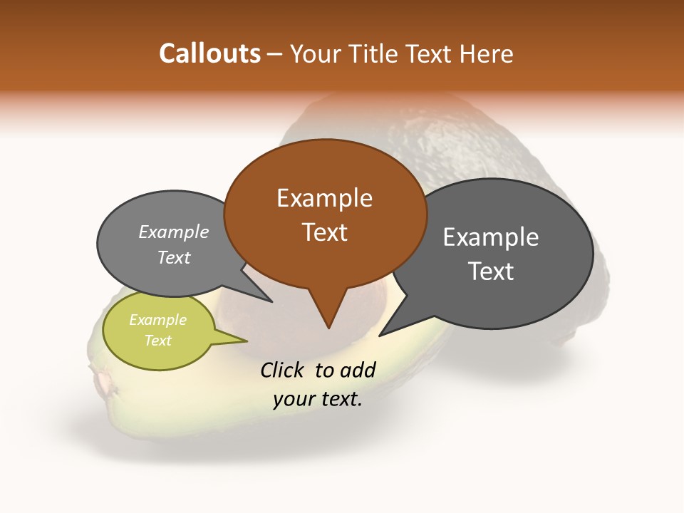 Whole And Half Avocados Isolated On White Background PowerPoint Template