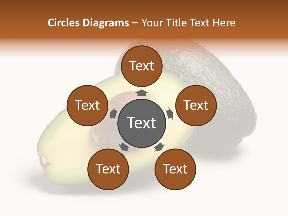 Whole And Half Avocados Isolated On White Background PowerPoint Template