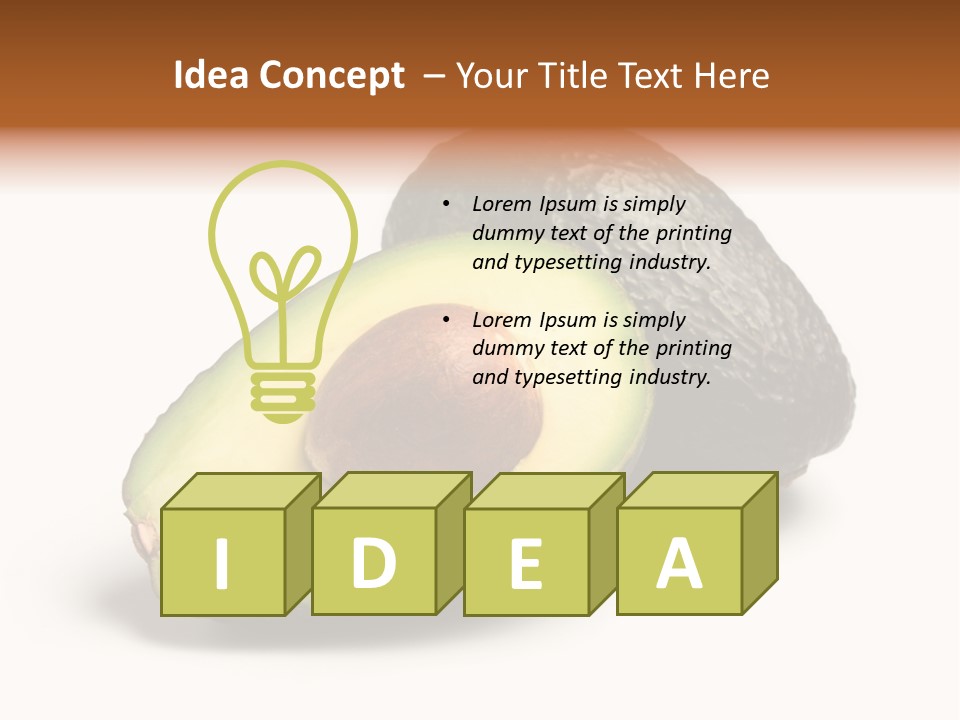 Whole And Half Avocados Isolated On White Background PowerPoint Template