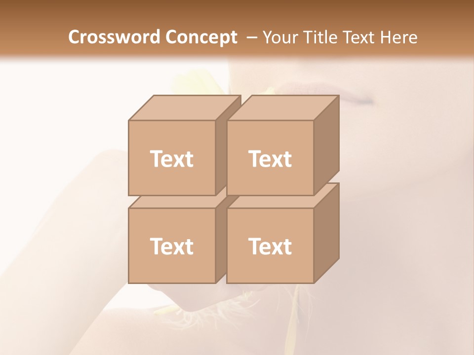 Portrait Of Girl With Yellow Feathers Over White Background PowerPoint Template