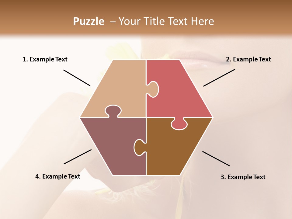 Portrait Of Girl With Yellow Feathers Over White Background PowerPoint Template