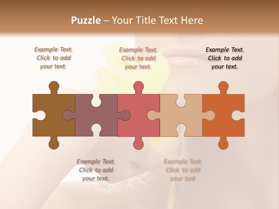 Portrait Of Girl With Yellow Feathers Over White Background PowerPoint Template