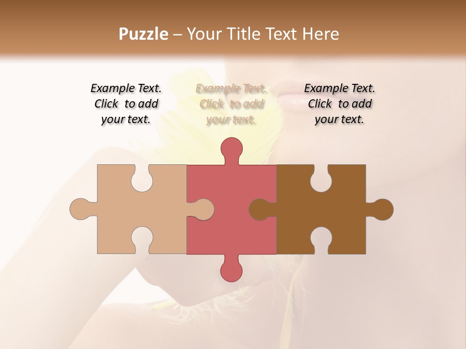 Portrait Of Girl With Yellow Feathers Over White Background PowerPoint Template