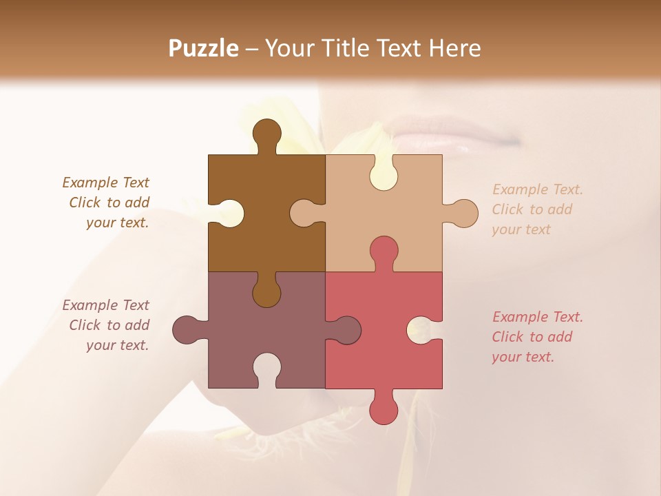 Portrait Of Girl With Yellow Feathers Over White Background PowerPoint Template