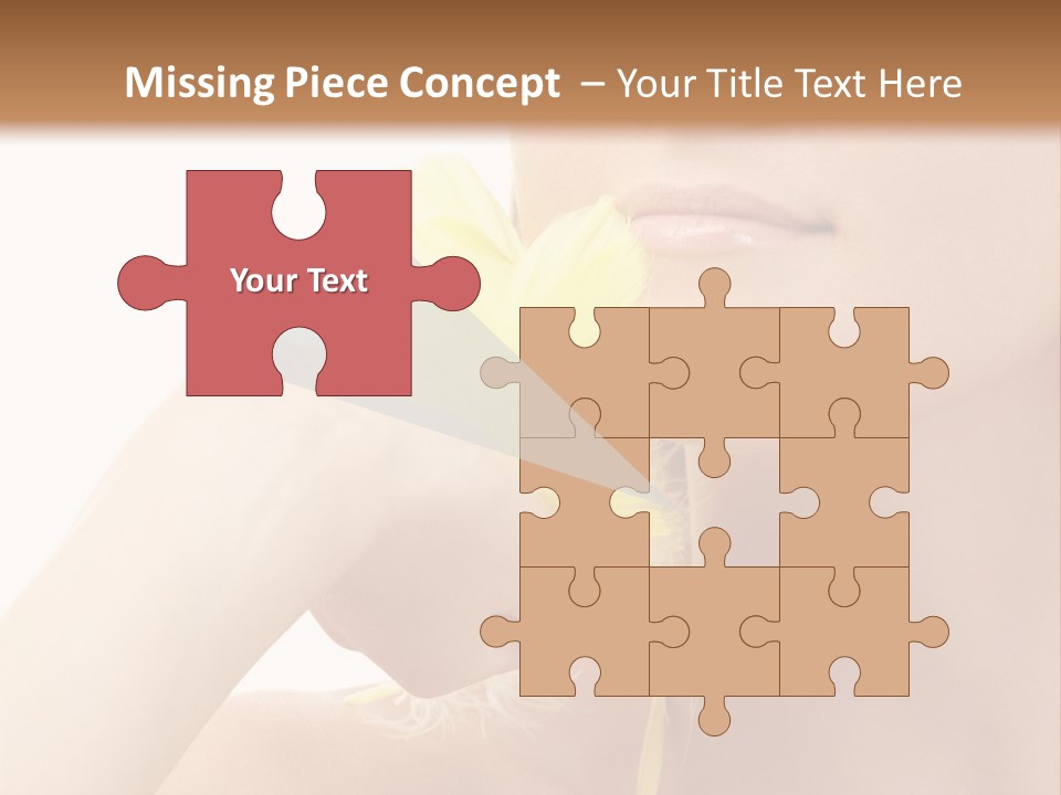 Portrait Of Girl With Yellow Feathers Over White Background PowerPoint Template