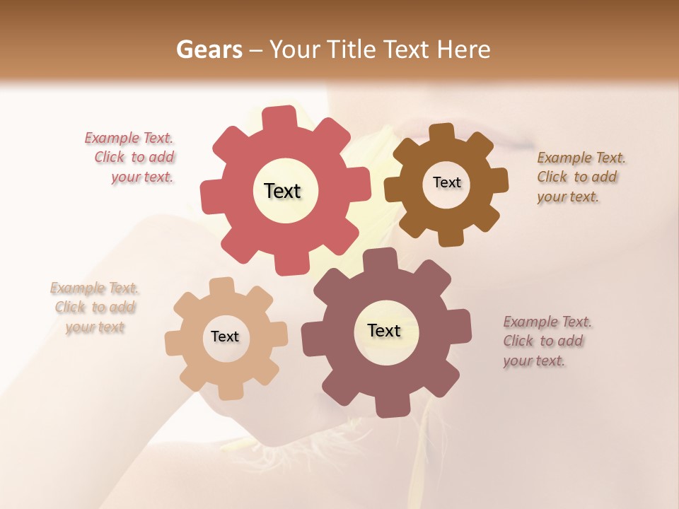 Portrait Of Girl With Yellow Feathers Over White Background PowerPoint Template