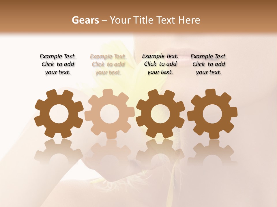 Portrait Of Girl With Yellow Feathers Over White Background PowerPoint Template