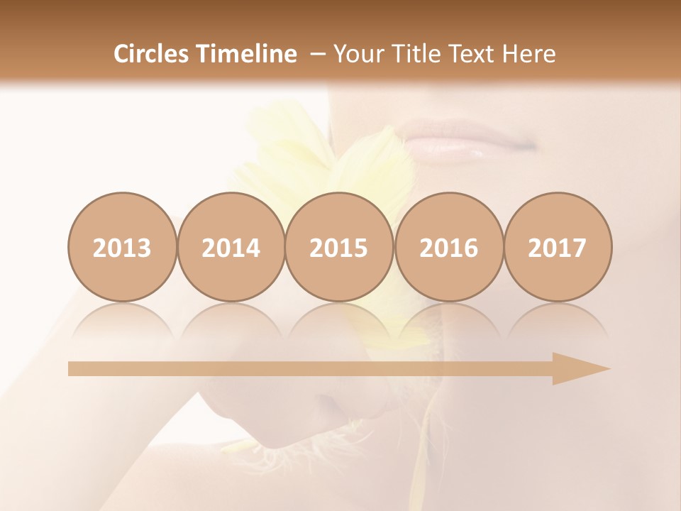 Portrait Of Girl With Yellow Feathers Over White Background PowerPoint Template