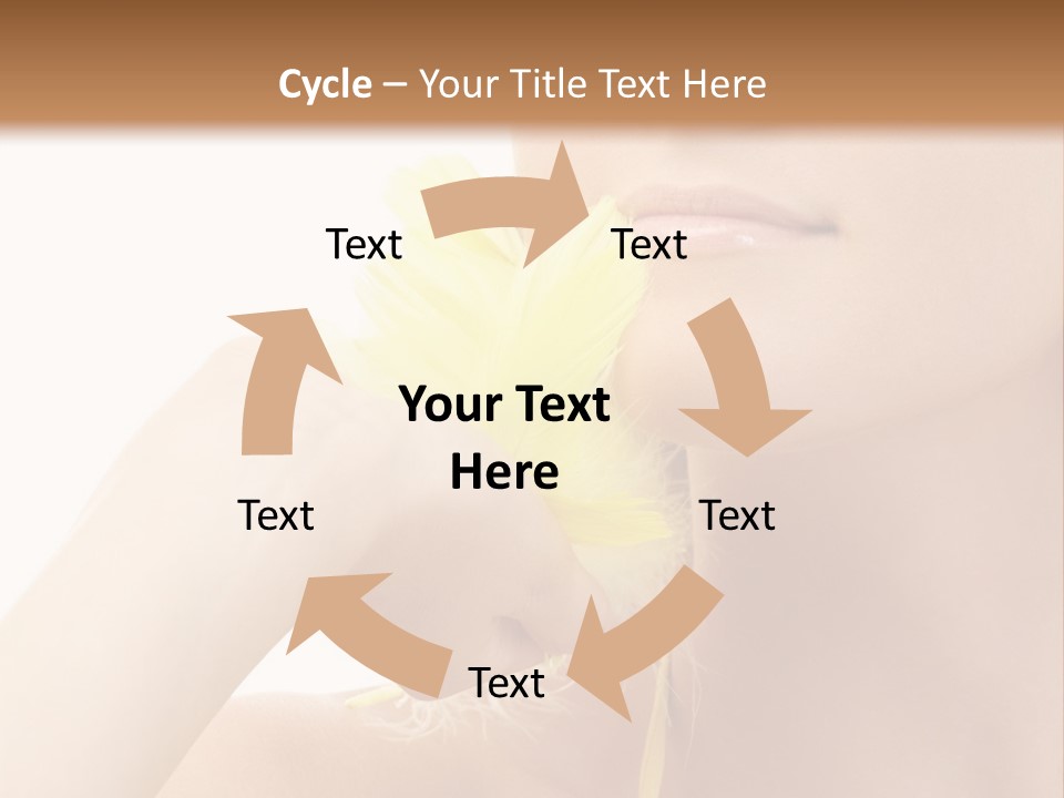 Portrait Of Girl With Yellow Feathers Over White Background PowerPoint Template