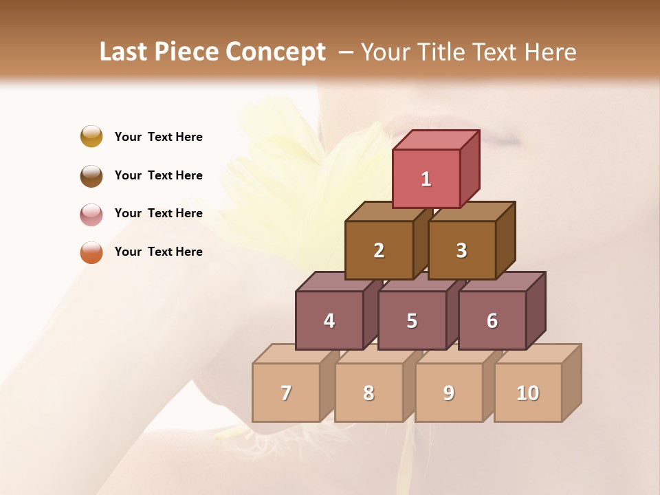 Portrait Of Girl With Yellow Feathers Over White Background PowerPoint Template