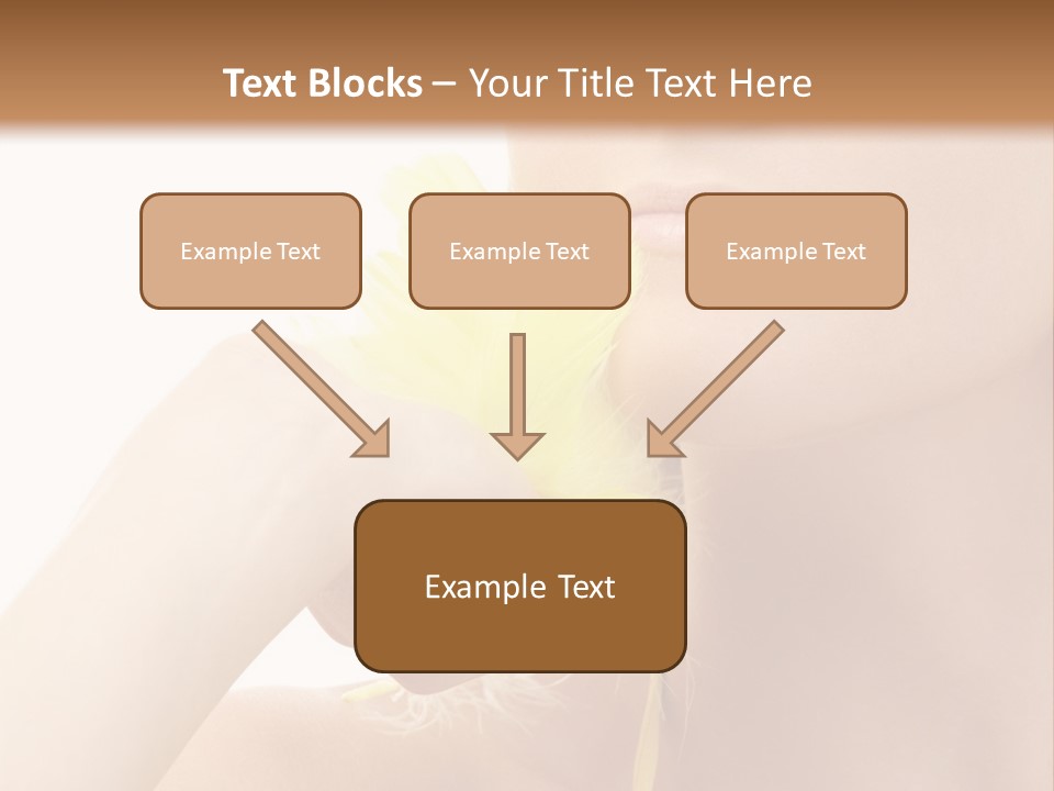 Portrait Of Girl With Yellow Feathers Over White Background PowerPoint Template