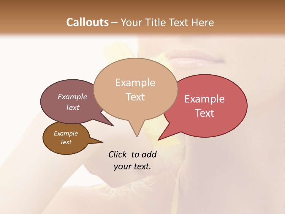 Portrait Of Girl With Yellow Feathers Over White Background PowerPoint Template