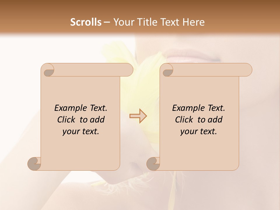 Portrait Of Girl With Yellow Feathers Over White Background PowerPoint Template