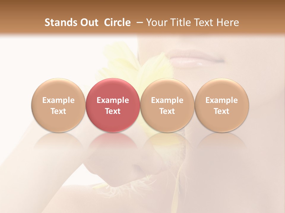 Portrait Of Girl With Yellow Feathers Over White Background PowerPoint Template