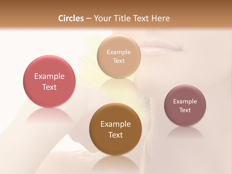 Portrait Of Girl With Yellow Feathers Over White Background PowerPoint Template