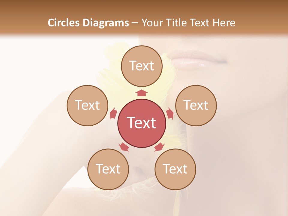 Portrait Of Girl With Yellow Feathers Over White Background PowerPoint Template