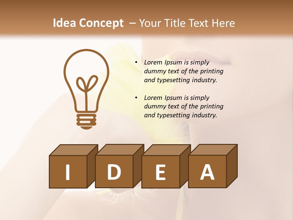 Portrait Of Girl With Yellow Feathers Over White Background PowerPoint Template