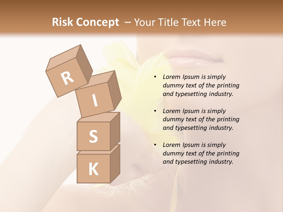 Portrait Of Girl With Yellow Feathers Over White Background PowerPoint Template