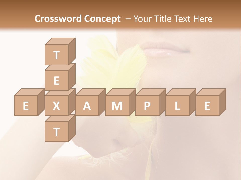 Portrait Of Girl With Yellow Feathers Over White Background PowerPoint Template