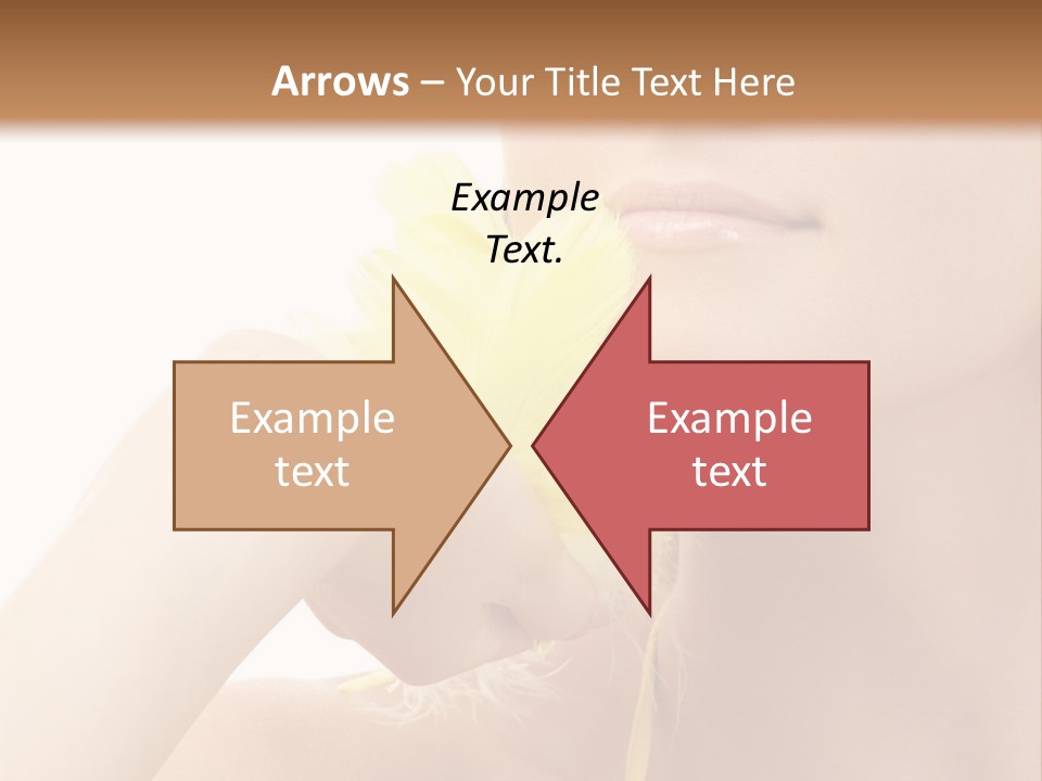 Portrait Of Girl With Yellow Feathers Over White Background PowerPoint Template