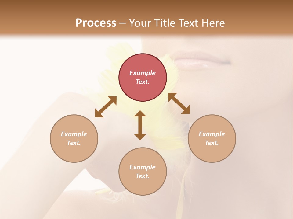 Portrait Of Girl With Yellow Feathers Over White Background PowerPoint Template