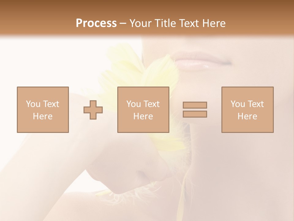 Portrait Of Girl With Yellow Feathers Over White Background PowerPoint Template