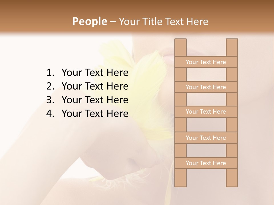 Portrait Of Girl With Yellow Feathers Over White Background PowerPoint Template