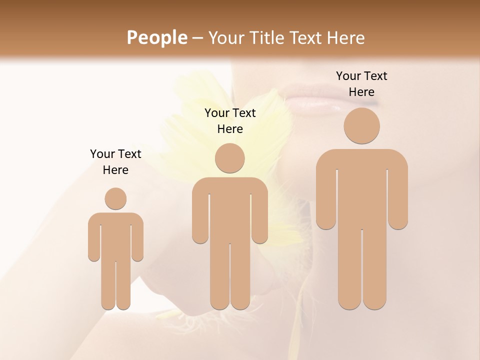 Portrait Of Girl With Yellow Feathers Over White Background PowerPoint Template