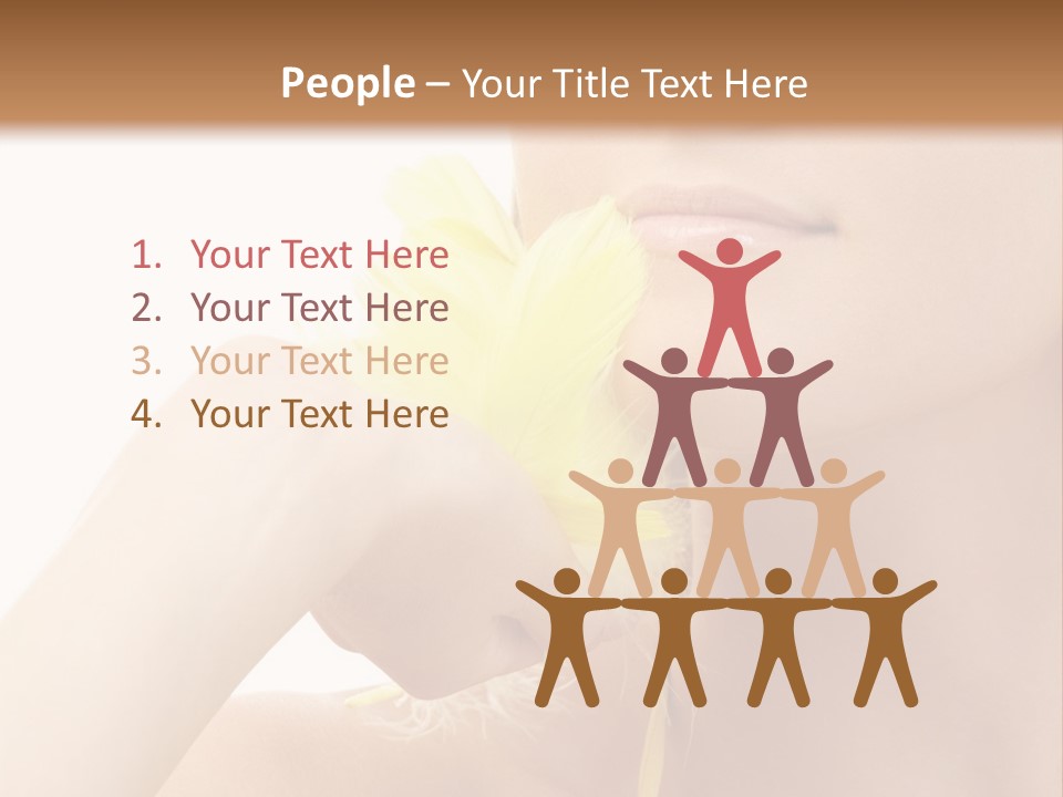 Portrait Of Girl With Yellow Feathers Over White Background PowerPoint Template