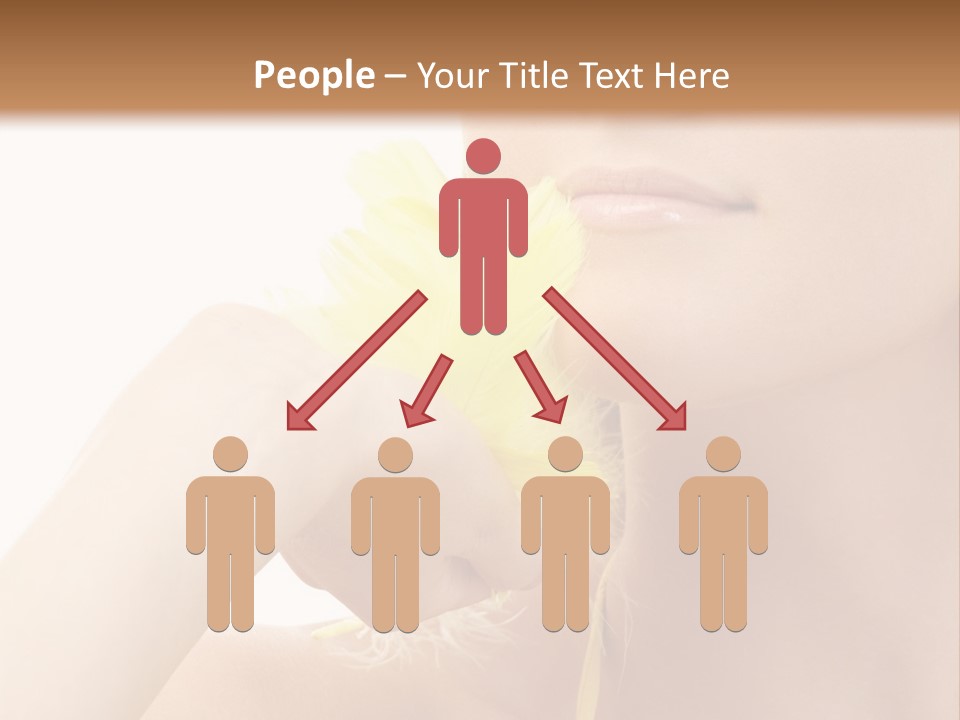 Portrait Of Girl With Yellow Feathers Over White Background PowerPoint Template