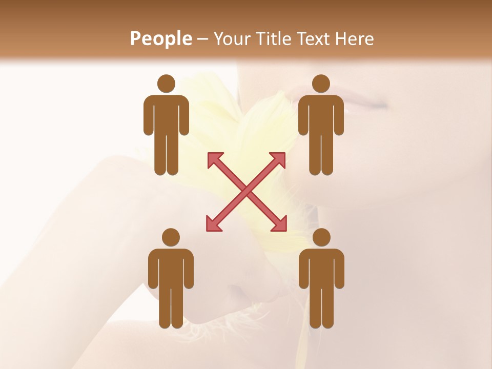 Portrait Of Girl With Yellow Feathers Over White Background PowerPoint Template