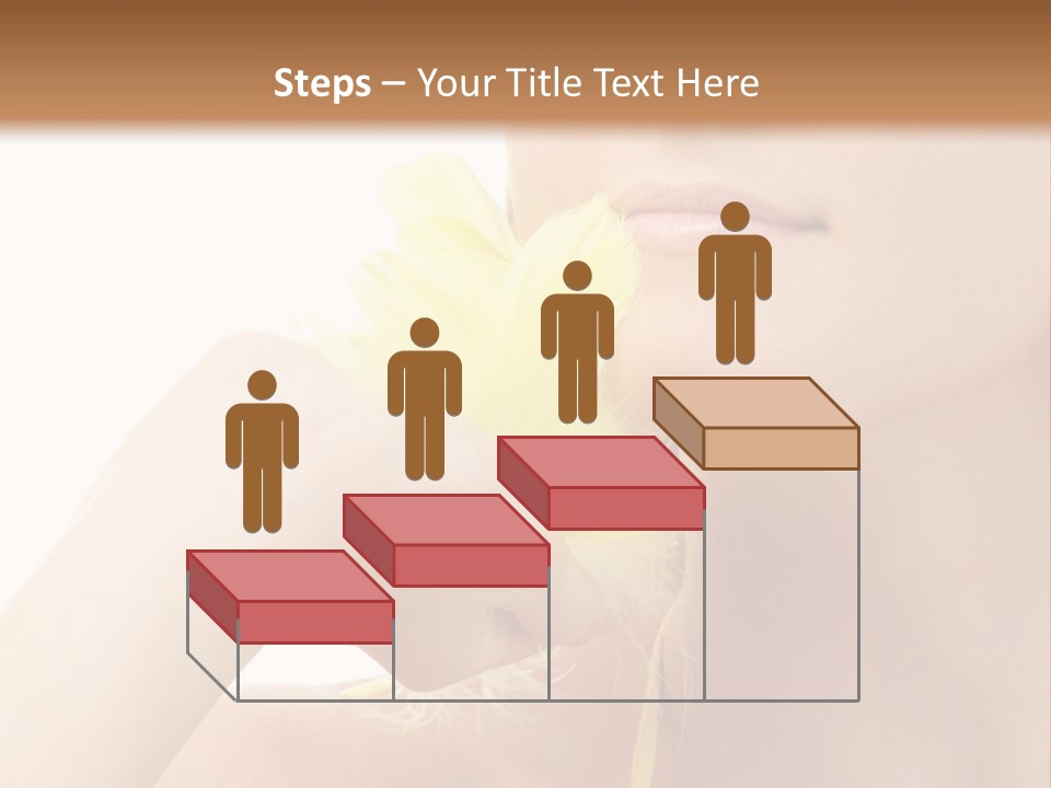 Portrait Of Girl With Yellow Feathers Over White Background PowerPoint Template