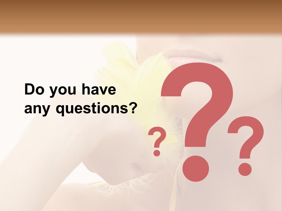 Portrait Of Girl With Yellow Feathers Over White Background PowerPoint Template