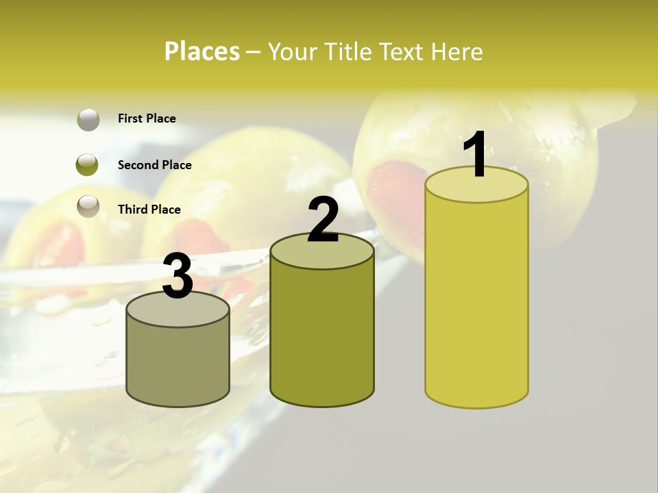 Martini With Olives Isolated On Black Focus On Rim Of Glass. Very Shallow Depth Of Field. PowerPoint Template