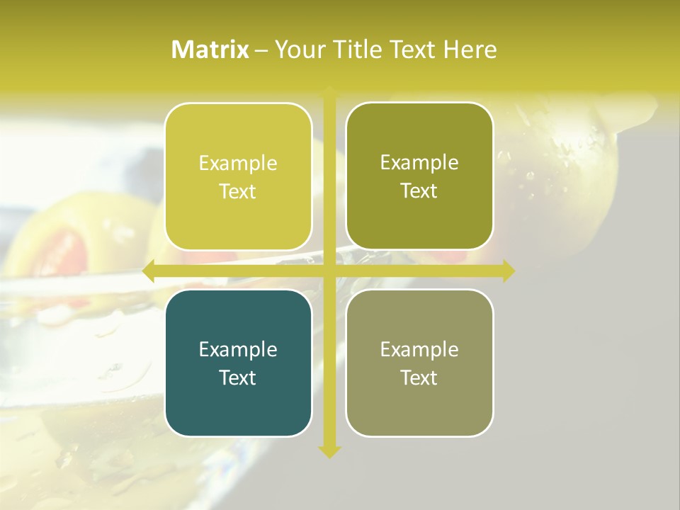 Martini With Olives Isolated On Black Focus On Rim Of Glass. Very Shallow Depth Of Field. PowerPoint Template