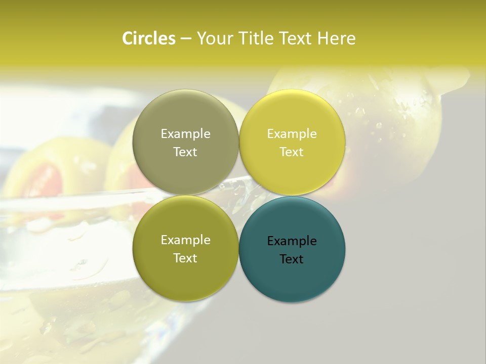 Martini With Olives Isolated On Black Focus On Rim Of Glass. Very Shallow Depth Of Field. PowerPoint Template