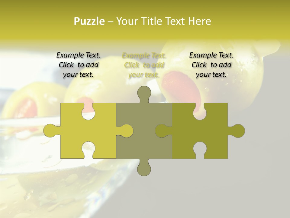 Martini With Olives Isolated On Black Focus On Rim Of Glass. Very Shallow Depth Of Field. PowerPoint Template