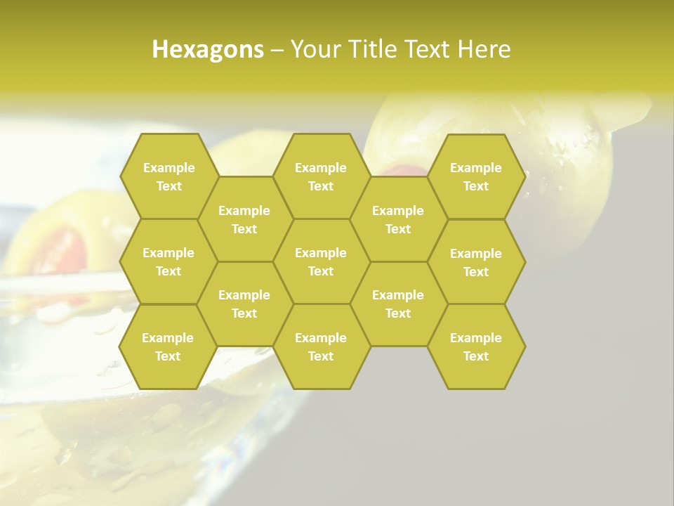 Martini With Olives Isolated On Black Focus On Rim Of Glass. Very Shallow Depth Of Field. PowerPoint Template