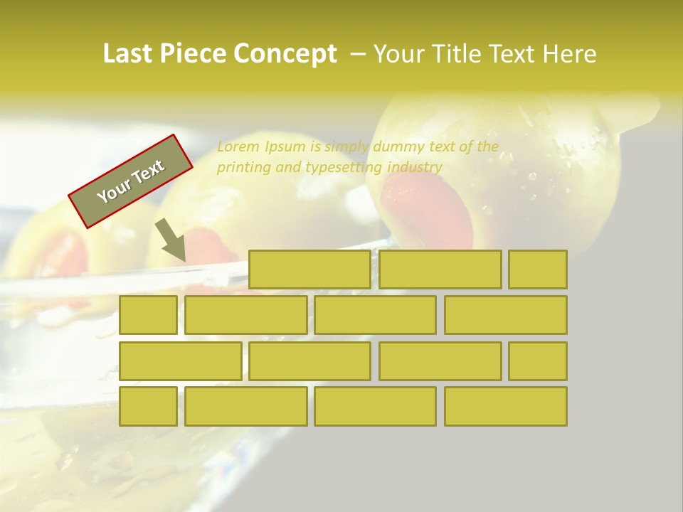 Martini With Olives Isolated On Black Focus On Rim Of Glass. Very Shallow Depth Of Field. PowerPoint Template