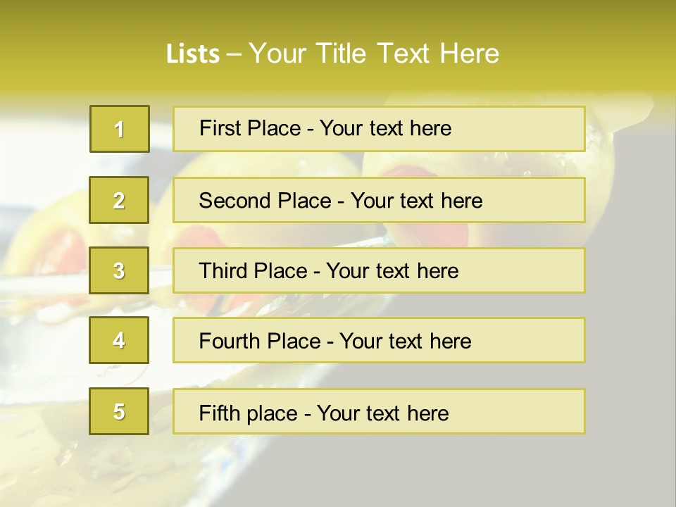 Martini With Olives Isolated On Black Focus On Rim Of Glass. Very Shallow Depth Of Field. PowerPoint Template