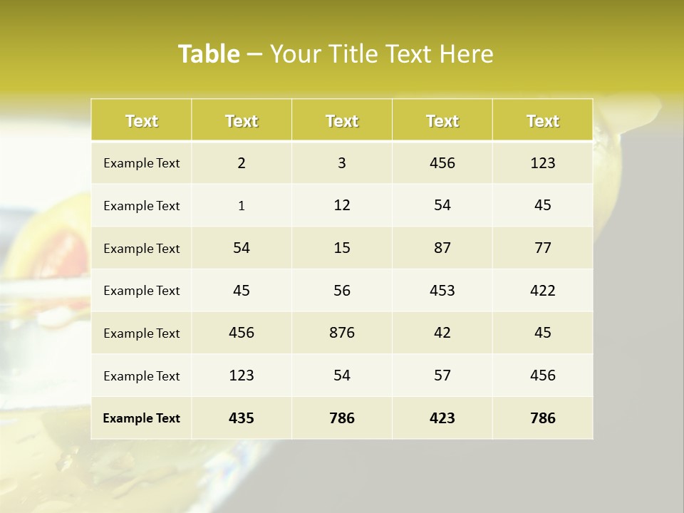 Martini With Olives Isolated On Black Focus On Rim Of Glass. Very Shallow Depth Of Field. PowerPoint Template
