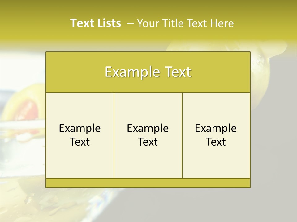 Martini With Olives Isolated On Black Focus On Rim Of Glass. Very Shallow Depth Of Field. PowerPoint Template