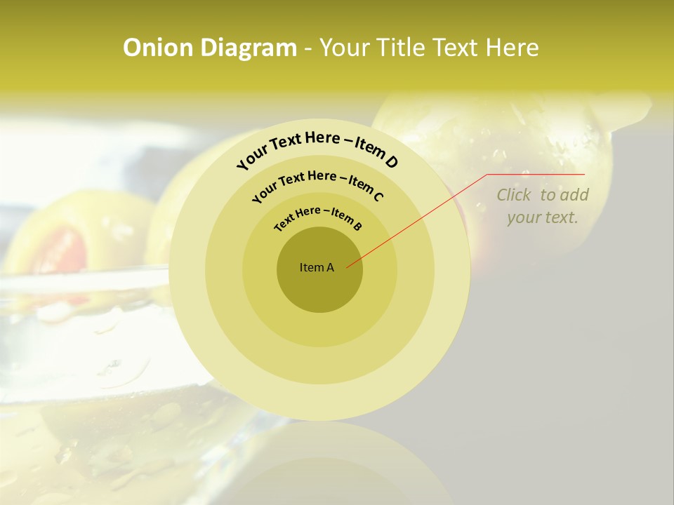 Martini With Olives Isolated On Black Focus On Rim Of Glass. Very Shallow Depth Of Field. PowerPoint Template